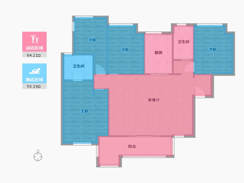 湖南省-长沙市-蓝光雍锦半岛C1户型138m²-110.46-户型库-动静分区