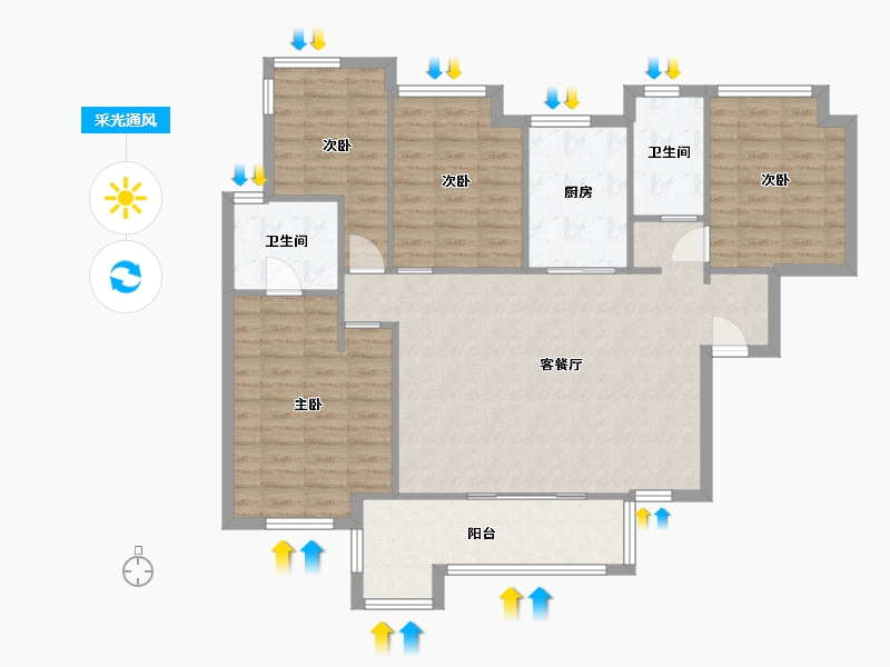 湖南省-长沙市-蓝光雍锦半岛C1户型138m²-110.46-户型库-采光通风