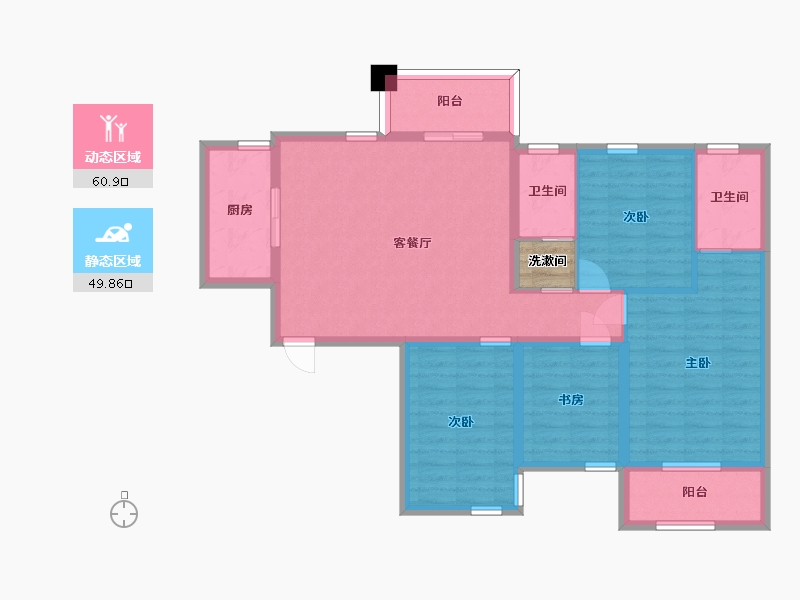 湖南省-长沙市-金恒银杉里2号楼A2户型143m²-100.76-户型库-动静分区