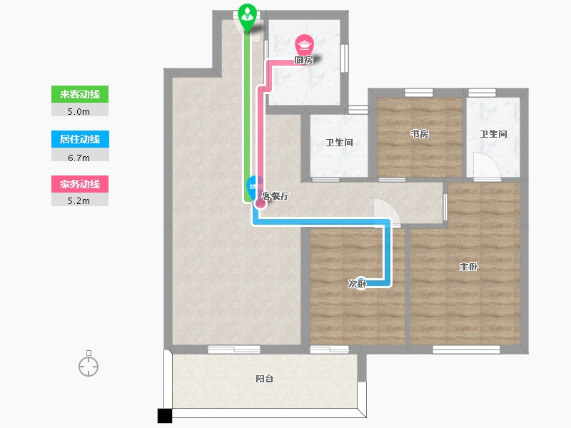 湖南省-长沙市-中国铁建京师璟台B户型115m²-82.45-户型库-动静线