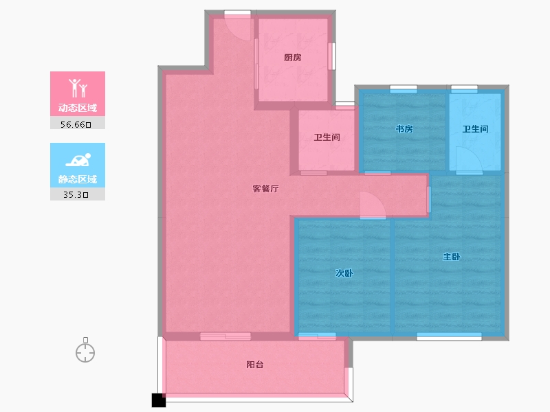 湖南省-长沙市-中国铁建京师璟台B户型115m²-82.45-户型库-动静分区