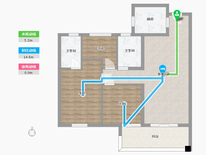 湖南省-长沙市-中国铁建京师璟台D户型116m²-83.23-户型库-动静线