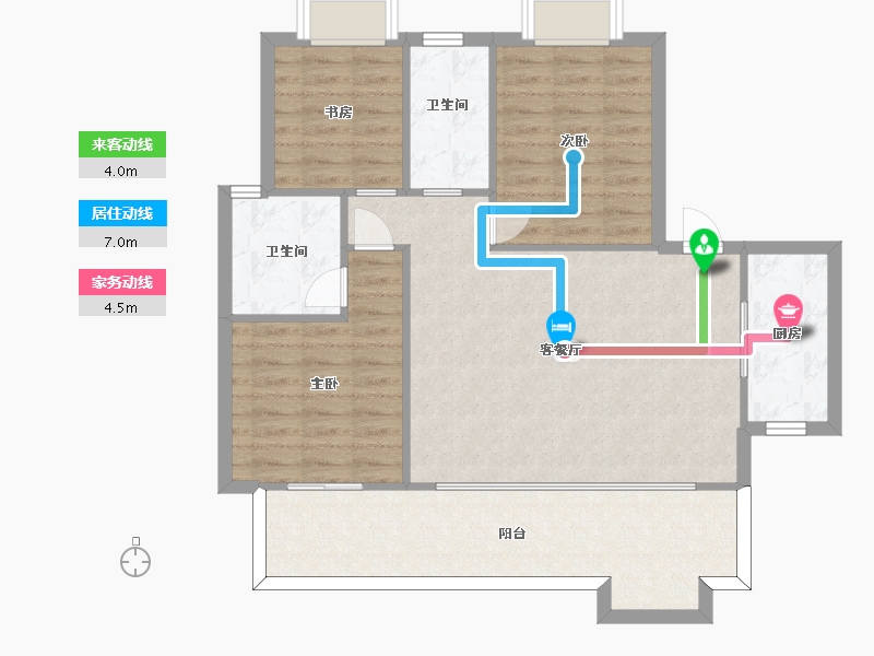 湖南省-长沙市-保利恒伟时光印象B13栋A户型115m²-90.92-户型库-动静线