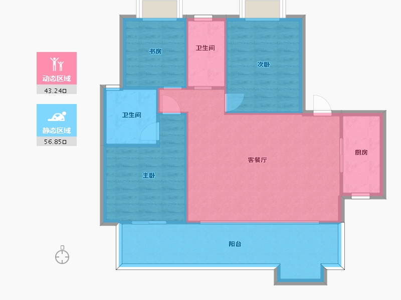 湖南省-长沙市-保利恒伟时光印象B13栋A户型115m²-90.92-户型库-动静分区