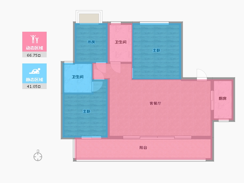 湖南省-长沙市-保利恒伟时光印象B14栋F户型123m²-98.00-户型库-动静分区