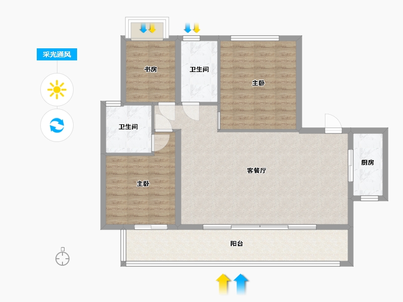 湖南省-长沙市-保利恒伟时光印象B14栋F户型123m²-98.00-户型库-采光通风