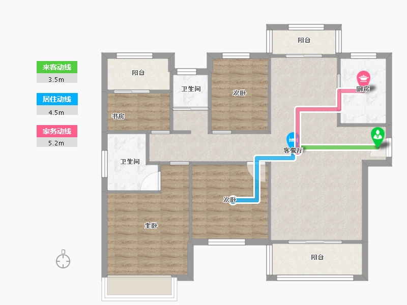 湖南省-长沙市-长房云公馆云梦户型124m²-93.78-户型库-动静线