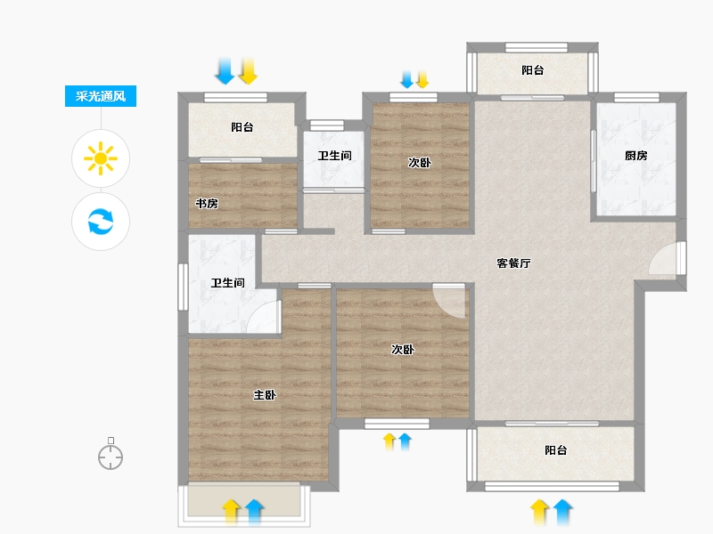 湖南省-长沙市-长房云公馆云梦户型124m²-93.78-户型库-采光通风