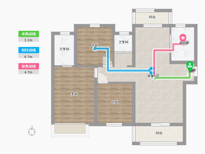 湖南省-长沙市-长房云公馆云乐户型114m²-82.28-户型库-动静线