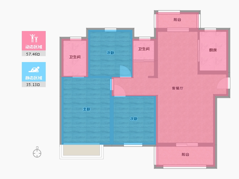 湖南省-长沙市-长房云公馆云乐户型114m²-82.28-户型库-动静分区