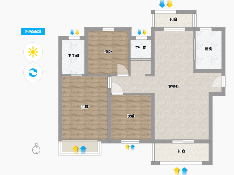 湖南省-长沙市-长房云公馆云乐户型114m²-82.28-户型库-采光通风