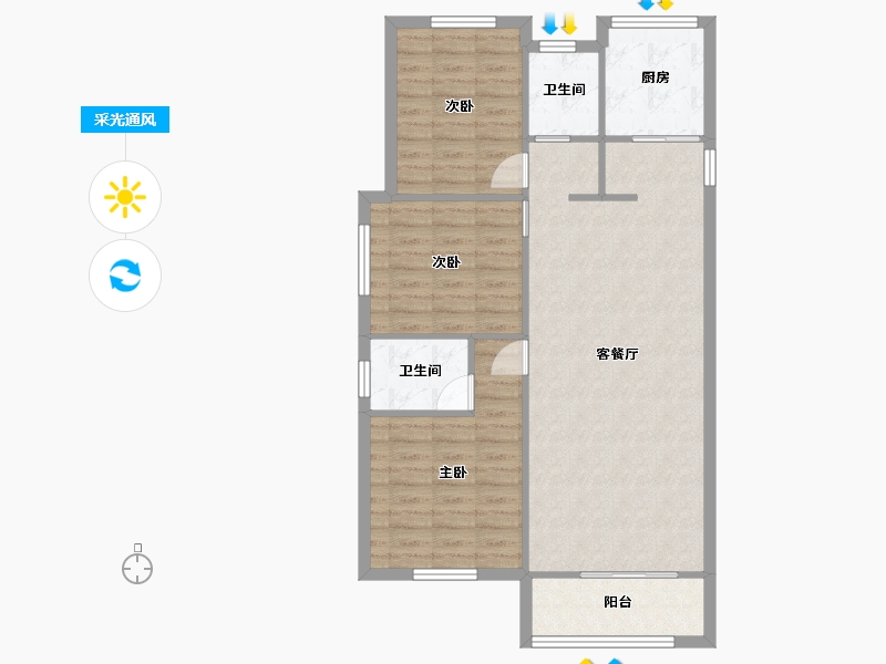 湖南省-长沙市-中海熙湾5栋A户型120m²-89.42-户型库-采光通风