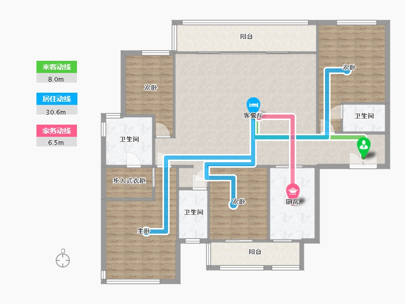 湖南省-长沙市-中海熙湾1栋2栋A户型200m²-162.23-户型库-动静线