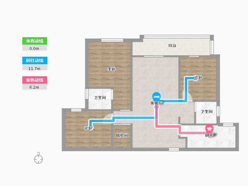 湖南省-长沙市-中海熙湾4栋B户型114m²-83.52-户型库-动静线