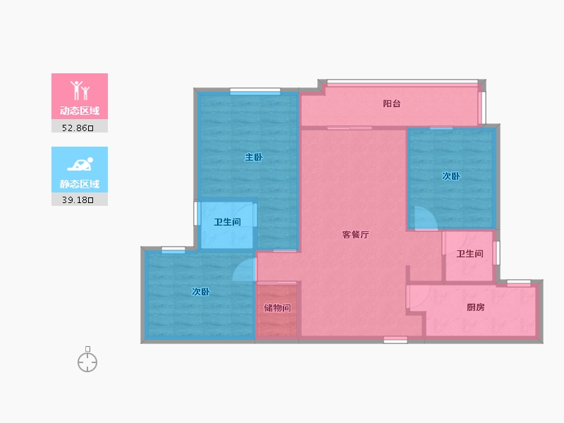 湖南省-长沙市-中海熙湾4栋B户型114m²-83.52-户型库-动静分区