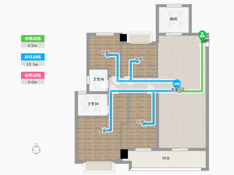 湖南省-长沙市-南山梅溪一方4栋3栋184m²-129.64-户型库-动静线