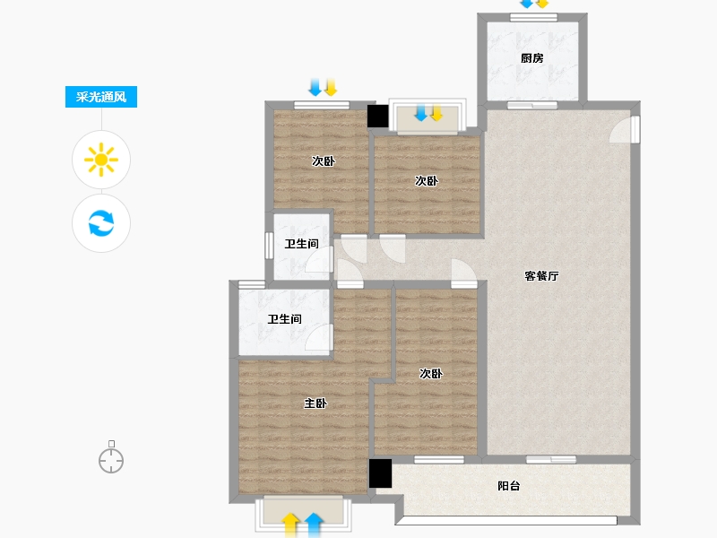 湖南省-长沙市-南山梅溪一方4栋3栋184m²-129.64-户型库-采光通风