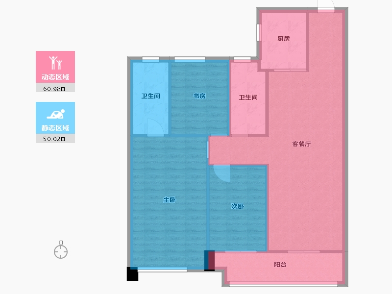 湖南省-长沙市-南山梅溪一方1栋2栋128m²-101.76-户型库-动静分区