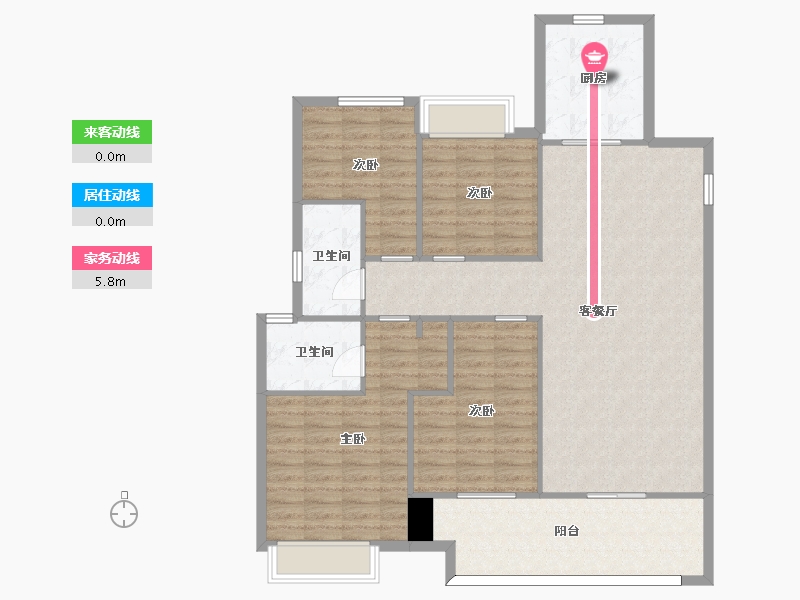 湖南省-长沙市-南山梅溪一方6栋152m²-122.00-户型库-动静线