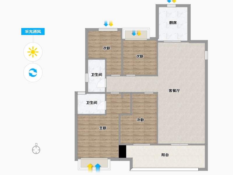 湖南省-长沙市-南山梅溪一方6栋152m²-122.00-户型库-采光通风