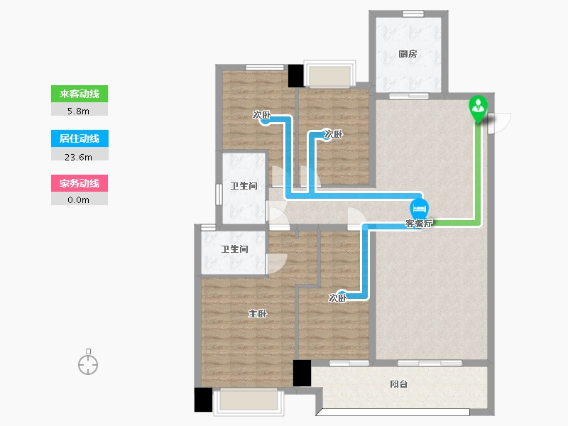 湖南省-长沙市-南山梅溪一方5栋157m²-125.91-户型库-动静线