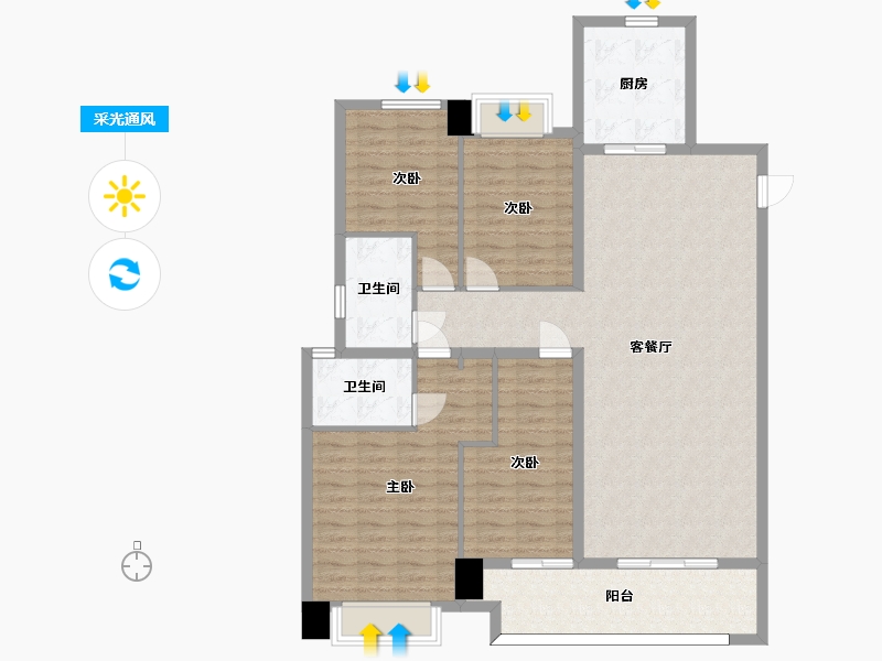 湖南省-长沙市-南山梅溪一方5栋157m²-125.91-户型库-采光通风