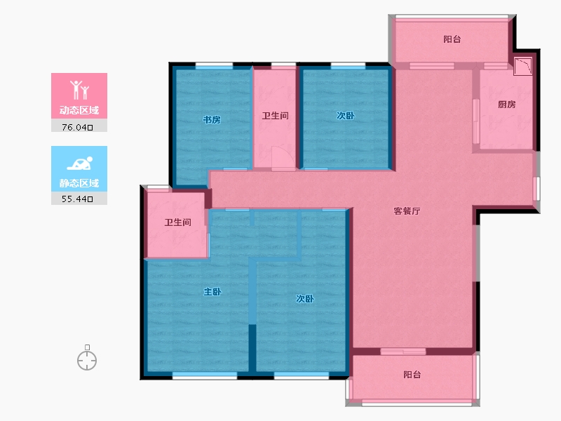 湖南省-长沙市-新城金茂梦想玺悦A2户型147m²-117.00-户型库-动静分区