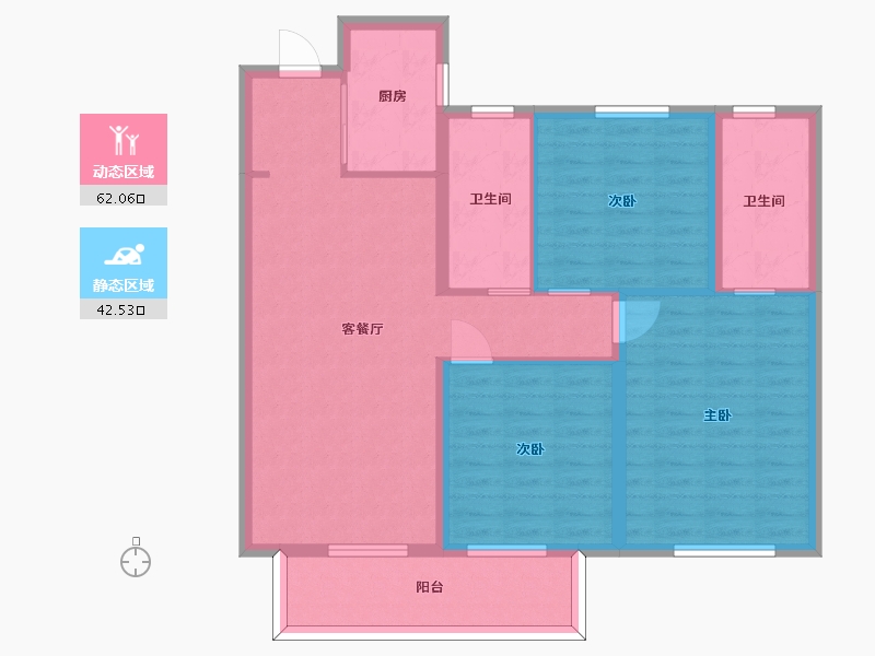 湖南省-长沙市-旭辉都会山B1户型118m²-93.99-户型库-动静分区