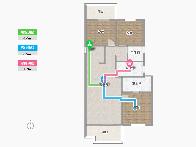 湖南省-长沙市-旭辉都会山C户型128m²-101.99-户型库-动静线