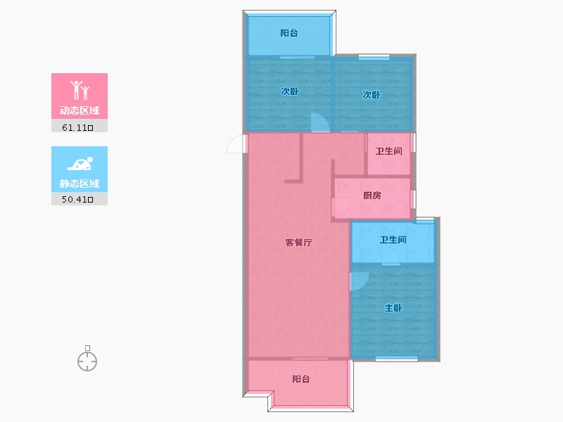 湖南省-长沙市-旭辉都会山C户型128m²-101.99-户型库-动静分区