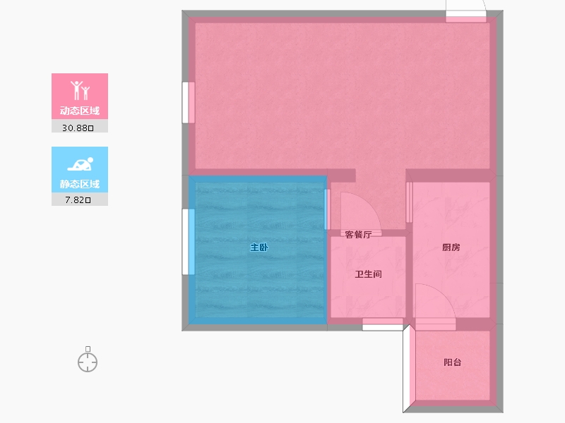 湖南省-长沙市-永实蔷薇国际19,49m²-33.87-户型库-动静分区