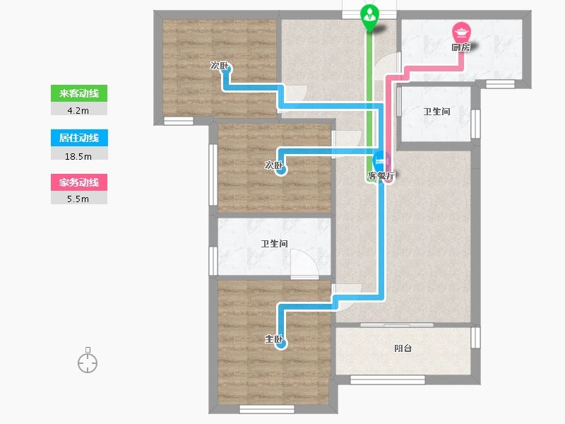 湖南省-长沙市-天鸿中央大院8B3户型102m²-74.02-户型库-动静线