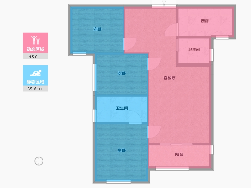 湖南省-长沙市-天鸿中央大院8B3户型102m²-74.02-户型库-动静分区