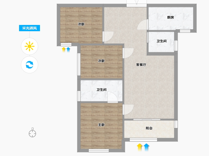 湖南省-长沙市-天鸿中央大院8B3户型102m²-74.02-户型库-采光通风