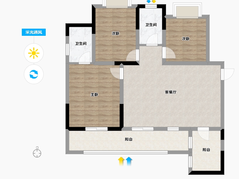 四川省-德阳市-顺兴琥珀城-89.49-户型库-采光通风