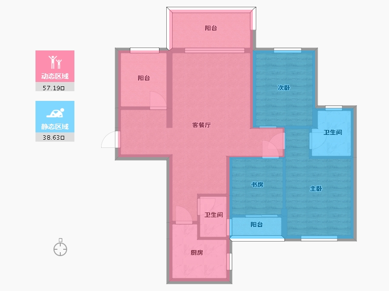 湖南省-长沙市-恒生碧水龙庭12A户型112m²-85.27-户型库-动静分区