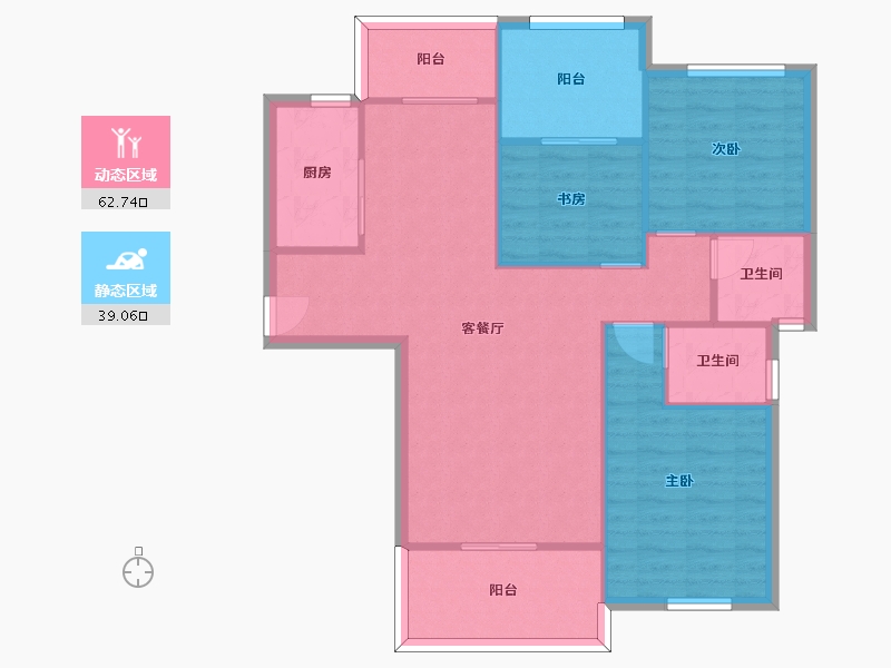 湖南省-长沙市-恒生碧水龙庭12C户型121m²-92.78-户型库-动静分区