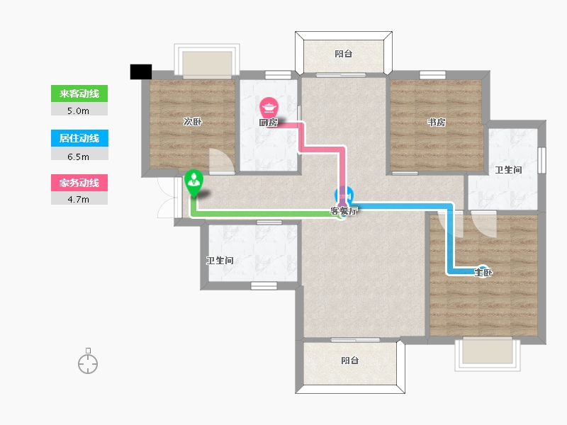 湖南省-长沙市-长沙平吉上苑A1户型114m²-82.35-户型库-动静线