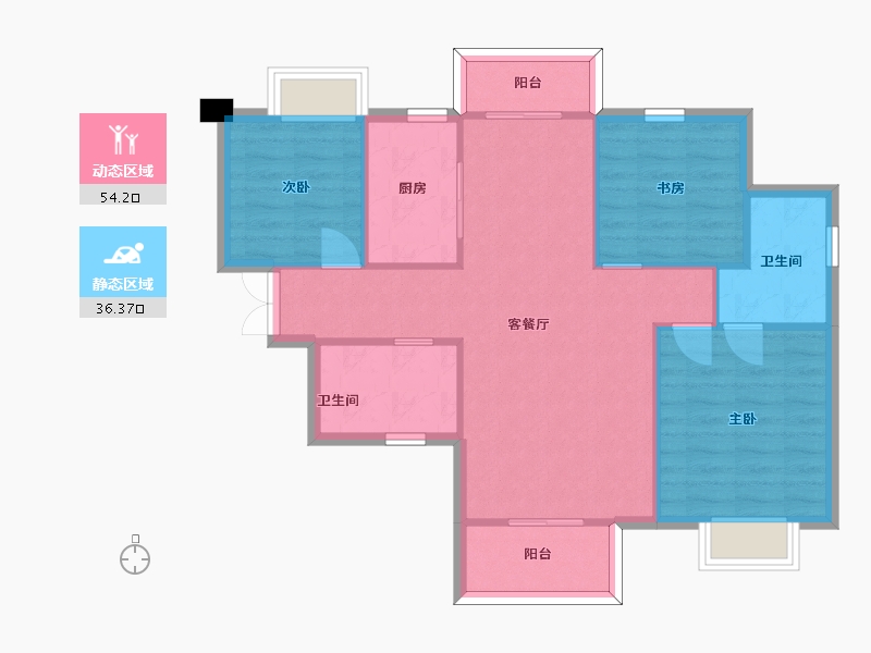 湖南省-长沙市-长沙平吉上苑A1户型114m²-82.35-户型库-动静分区