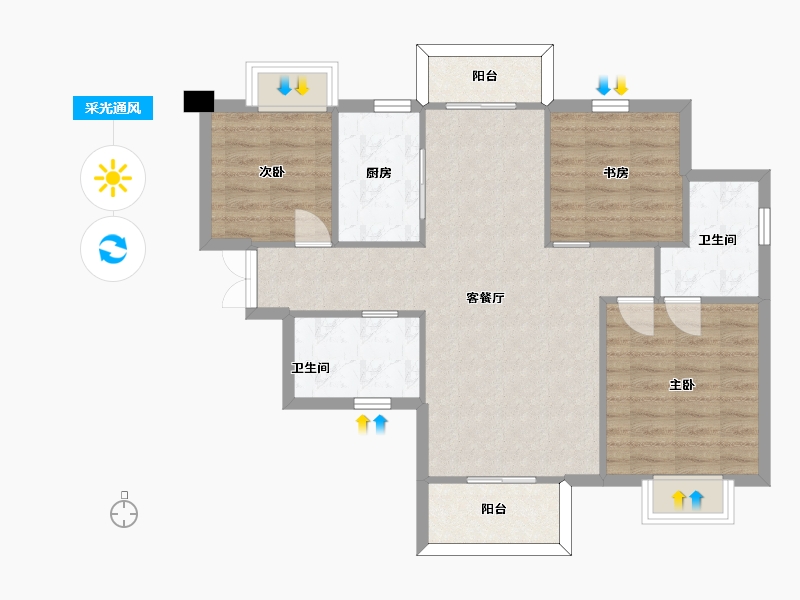 湖南省-长沙市-长沙平吉上苑A1户型114m²-82.35-户型库-采光通风