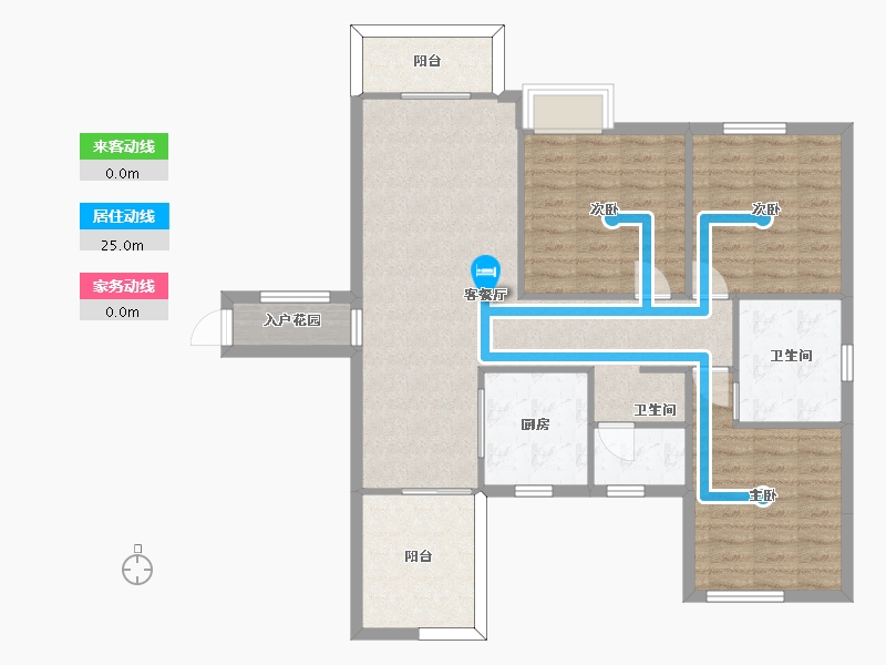 湖南省-长沙市-和立星雅苑3B户型124m²-99.19-户型库-动静线