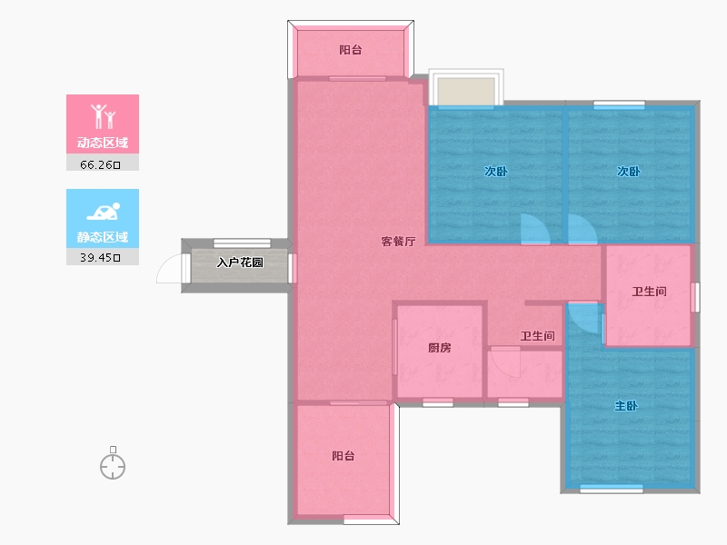 湖南省-长沙市-和立星雅苑3B户型124m²-99.19-户型库-动静分区