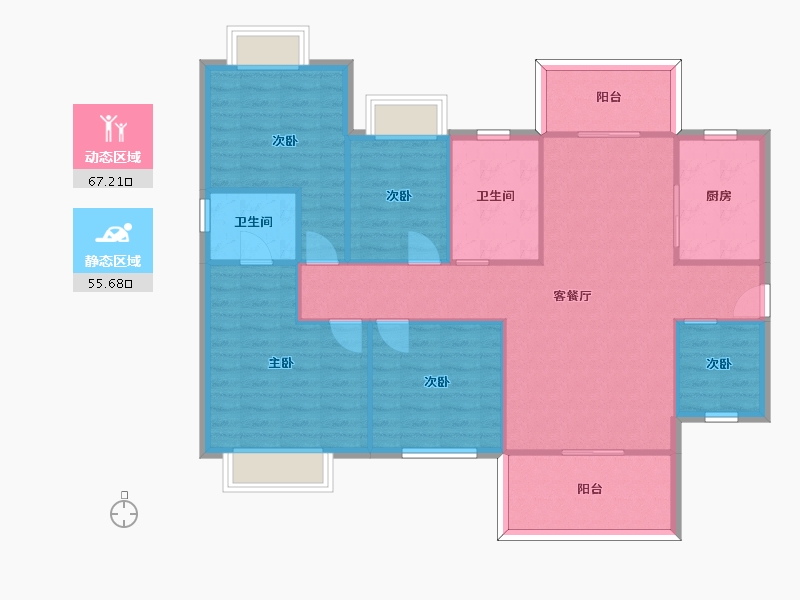 湖南省-长沙市-保利大都汇144平米户型-112.06-户型库-动静分区