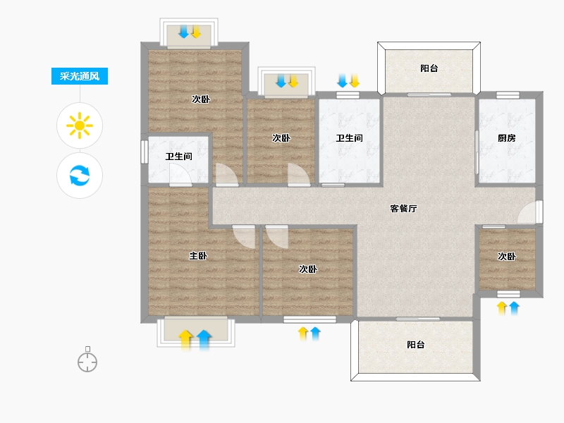 湖南省-长沙市-保利大都汇144平米户型-112.06-户型库-采光通风