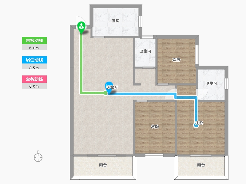 湖南省-长沙市-和立星雅苑3C户型120m²-101.56-户型库-动静线