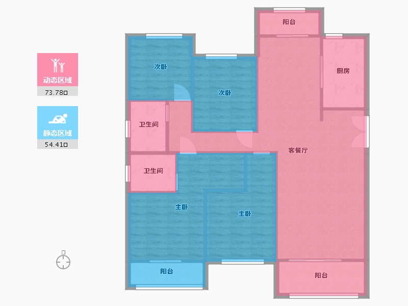 湖南省-长沙市-和立星雅苑4栋A户型148m²-117.37-户型库-动静分区