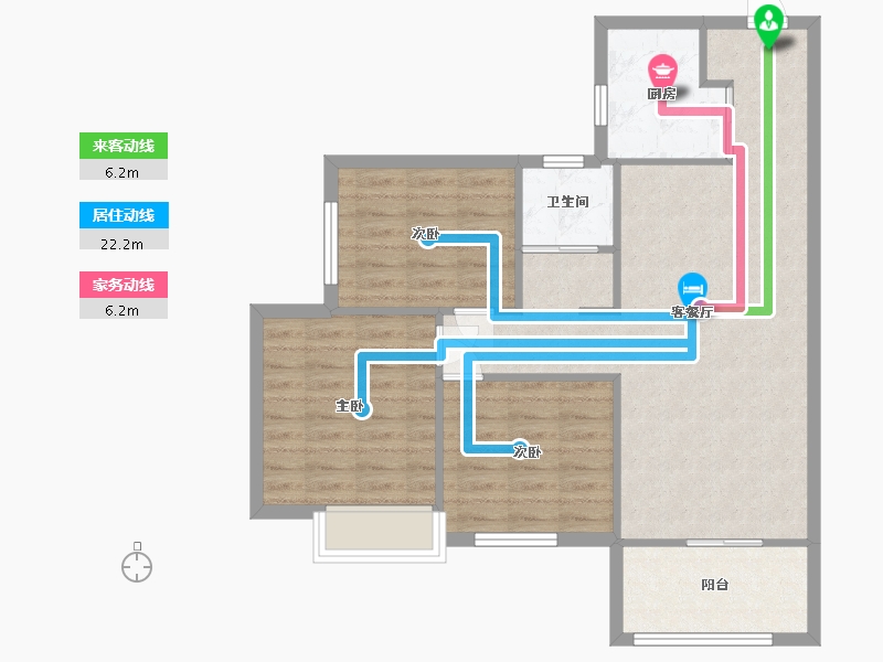 湖南省-长沙市-阳光城尚东湾A1户型100m²-80.00-户型库-动静线