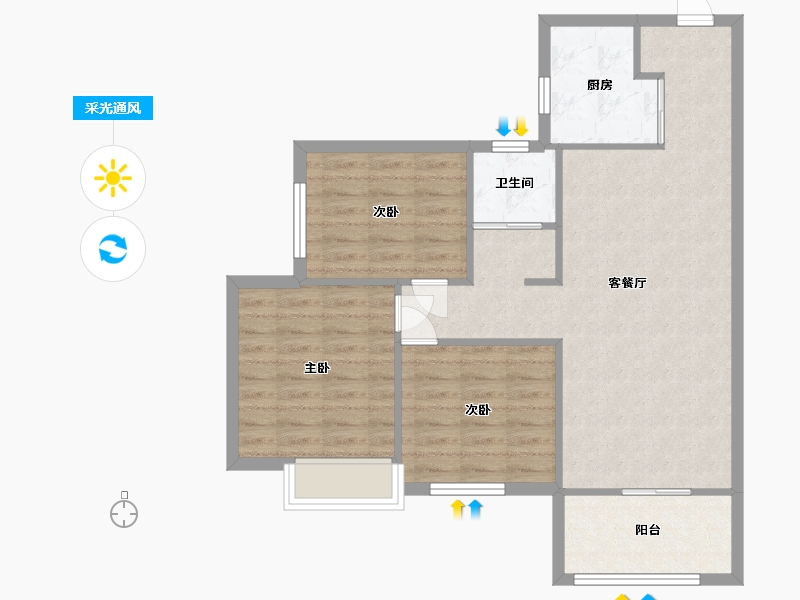 湖南省-长沙市-阳光城尚东湾A1户型100m²-80.00-户型库-采光通风