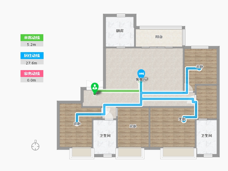 湖南省-长沙市-阳光城尚东湾愉景9栋D户型150m²-120.00-户型库-动静线