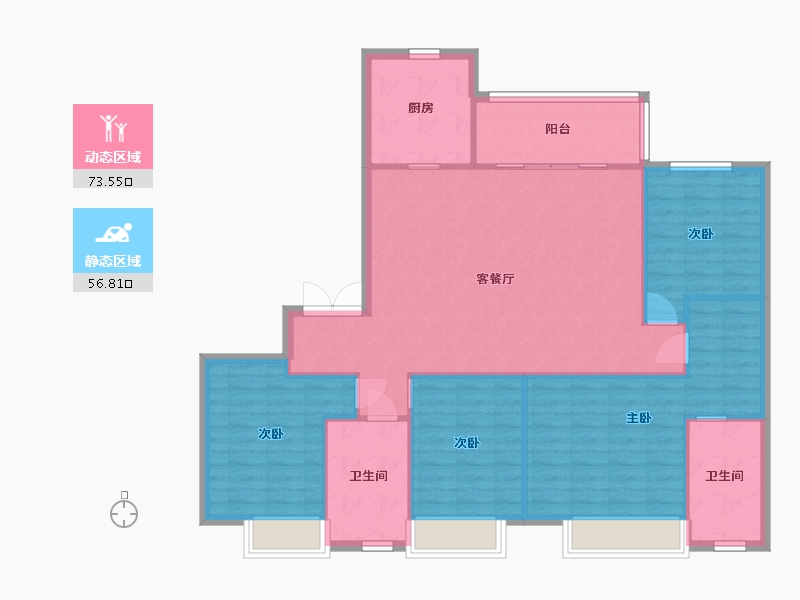 湖南省-长沙市-阳光城尚东湾愉景9栋D户型150m²-120.00-户型库-动静分区